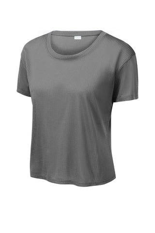 Sport-Tek Ladies PosiCharge Draft Crop Tee (Dark Grey)