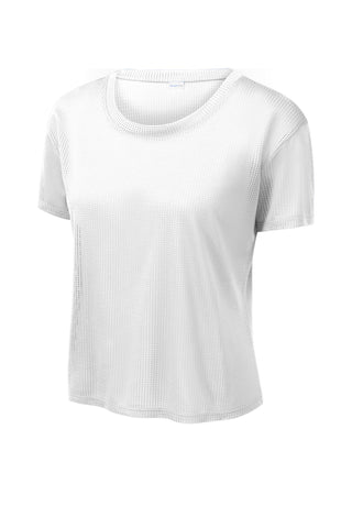 Sport-Tek Ladies PosiCharge Draft Crop Tee (White)