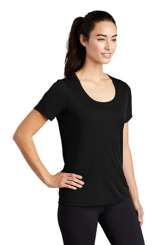 Sport-Tek Ladies Posi-UV Pro Scoop Neck Tee (Black)