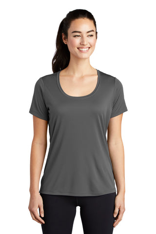 Sport-Tek Ladies Posi-UV Pro Scoop Neck Tee (Dark Smoke Grey)