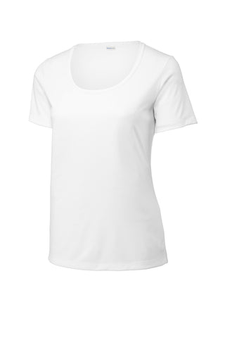 Sport-Tek Ladies Posi-UV Pro Scoop Neck Tee (White)