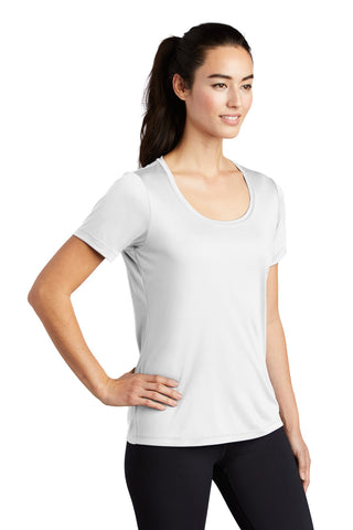 Sport-Tek Ladies Posi-UV Pro Scoop Neck Tee (White)