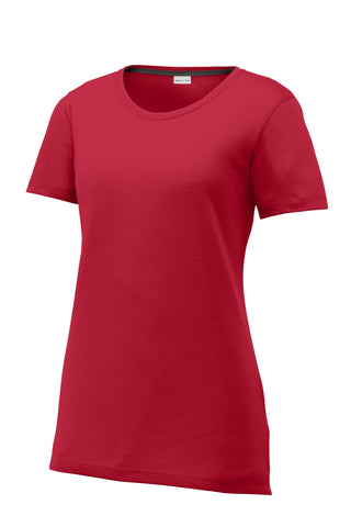 Sport-Tek Ladies PosiCharge Competitor Cotton Touch Scoop Neck Tee (Deep Red)