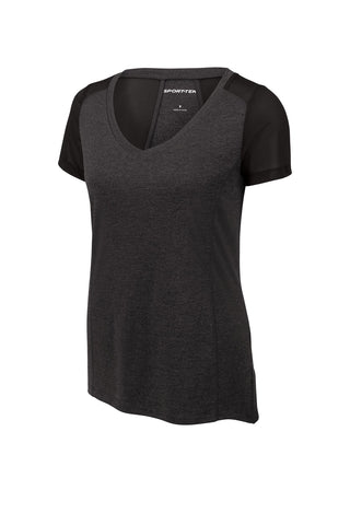 Sport-Tek Ladies Endeavor Tee (Black Heather/ Black)