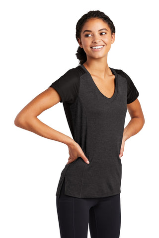 Sport-Tek Ladies Endeavor Tee (Black Heather/ Black)