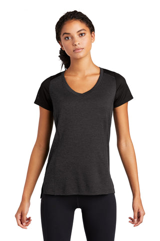 Sport-Tek Ladies Endeavor Tee (Black Heather/ Black)