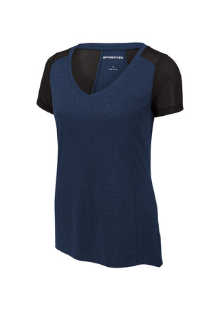 Sport-Tek Ladies Endeavor Tee (Dark Royal Heather/ Black)