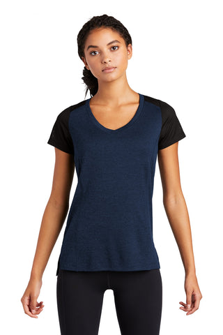 Sport-Tek Ladies Endeavor Tee (Dark Royal Heather/ Black)