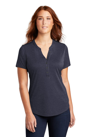 Sport-Tek Ladies Endeavor Henley (Deep Navy Heather)