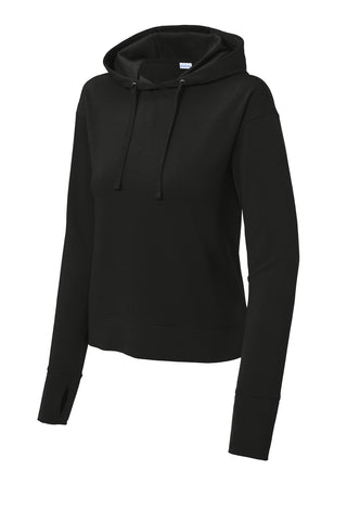 Sport-Tek Ladies Sport-Wick Flex Fleece Pullover Hoodie (Black)