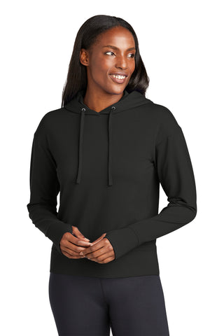 Sport-Tek Ladies Sport-Wick Flex Fleece Pullover Hoodie (Black)