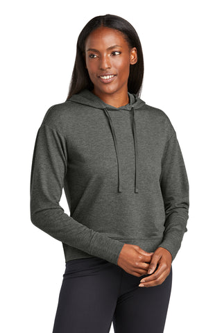 Sport-Tek Ladies Sport-Wick Flex Fleece Pullover Hoodie (Dark Grey Heather)