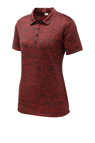 Sport-Tek Ladies PosiCharge Electric Heather Polo (Deep Red/ Black Electric)