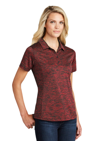 Sport-Tek Ladies PosiCharge Electric Heather Polo (Deep Red/ Black Electric)