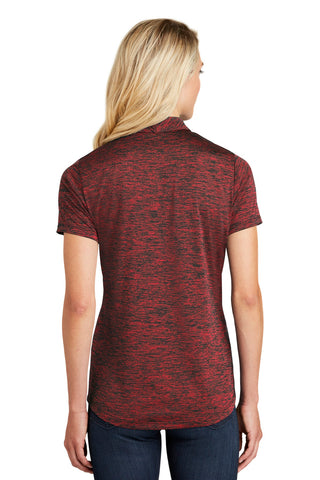 Sport-Tek Ladies PosiCharge Electric Heather Polo (Deep Red/ Black Electric)