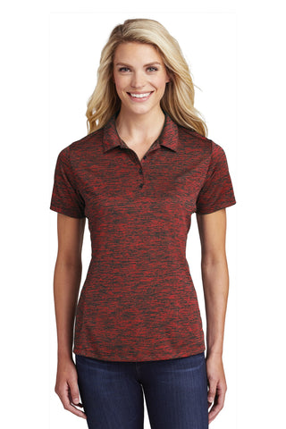 Sport-Tek Ladies PosiCharge Electric Heather Polo (Deep Red/ Black Electric)