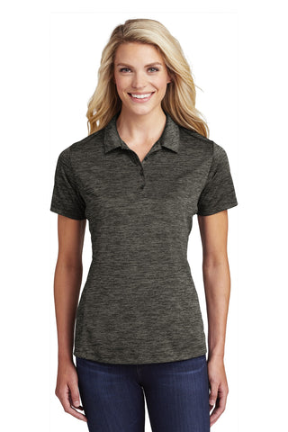 Sport-Tek Ladies PosiCharge Electric Heather Polo (Grey-Black Electric)