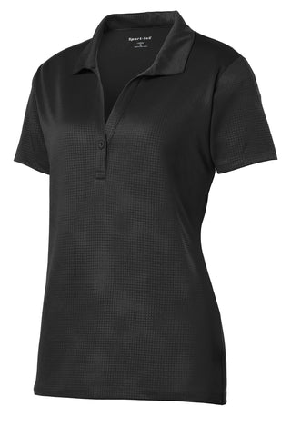 Sport-Tek Ladies Embossed PosiCharge Tough Polo (Black)