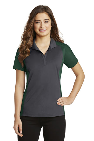 Sport-Tek Ladies Colorblock Micropique Sport-Wick Polo (Iron Grey/ Forest Green)