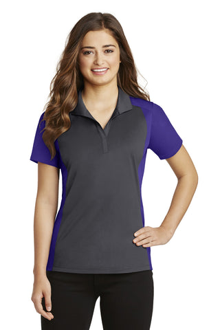 Sport-Tek Ladies Colorblock Micropique Sport-Wick Polo (Iron Grey/ Purple)