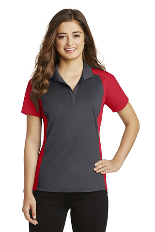 Sport-Tek Ladies Colorblock Micropique Sport-Wick Polo (Iron Grey/ True Red)