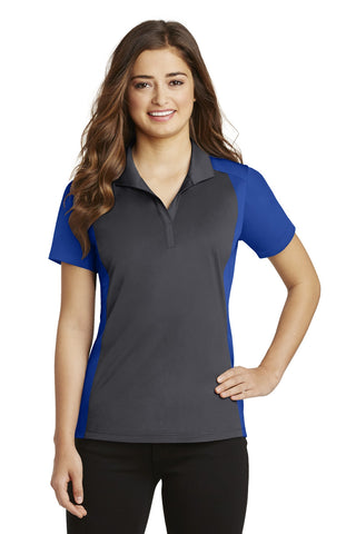 Sport-Tek Ladies Colorblock Micropique Sport-Wick Polo (Iron Grey/ True Royal)