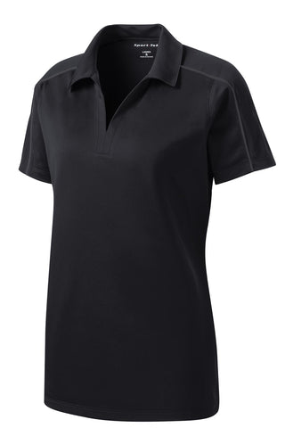 Sport-Tek Ladies Micropique Sport-Wick Piped Polo (Black/ Iron Grey)