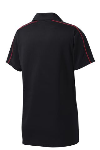 Sport-Tek Ladies Micropique Sport-Wick Piped Polo (Black/ True Red)