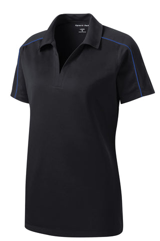 Sport-Tek Ladies Micropique Sport-Wick Piped Polo (Black/ True Royal)