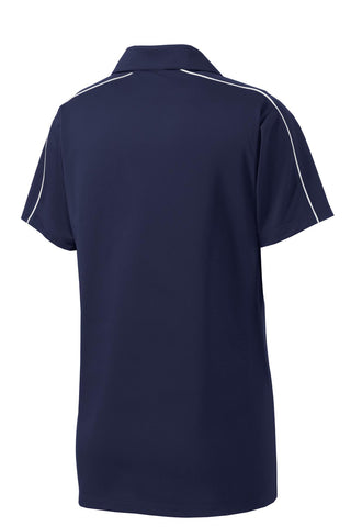 Sport-Tek Ladies Micropique Sport-Wick Piped Polo (True Navy/ White)