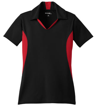 Sport-Tek Ladies Side Blocked Micropique Sport-Wick Polo (Black/ True Red)