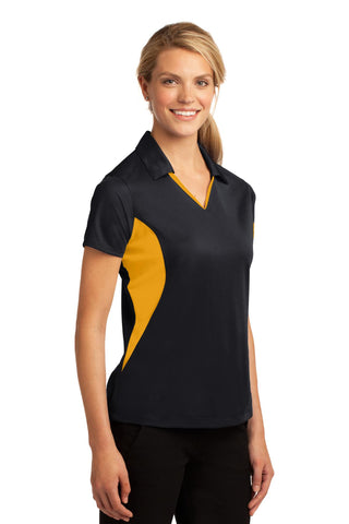 Sport-Tek Ladies Side Blocked Micropique Sport-Wick Polo (Black/ Gold)