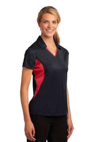 Sport-Tek Ladies Side Blocked Micropique Sport-Wick Polo (Black/ True Red)