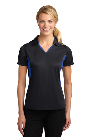 Sport-Tek Ladies Side Blocked Micropique Sport-Wick Polo (Black/ True Royal)