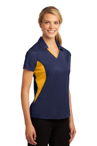 Sport-Tek Ladies Side Blocked Micropique Sport-Wick Polo (True Navy/ Gold)