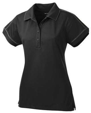 Sport-Tek Ladies Contrast Stitch Micropique Sport-Wick Polo (Black)