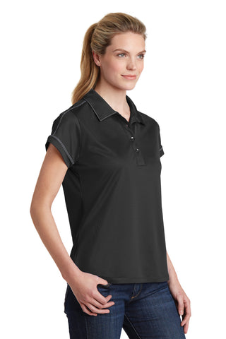 Sport-Tek Ladies Contrast Stitch Micropique Sport-Wick Polo (Black)