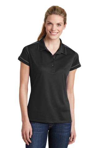 Sport-Tek Ladies Contrast Stitch Micropique Sport-Wick Polo (Black)