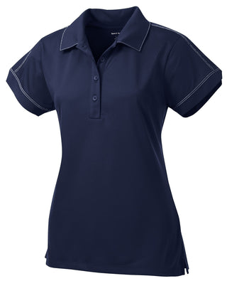 Sport-Tek Ladies Contrast Stitch Micropique Sport-Wick Polo (True Navy)