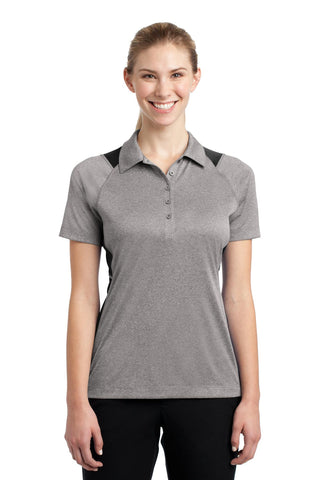 Sport-Tek Ladies Heather Colorblock Contender Polo (Vintage Heather/ Black)