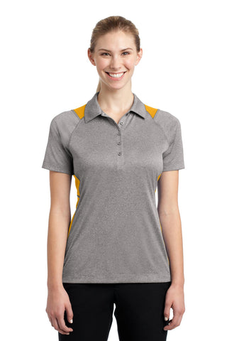 Sport-Tek Ladies Heather Colorblock Contender Polo (Vintage Heather/ Gold)