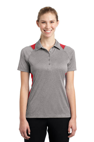 Sport-Tek Ladies Heather Colorblock Contender Polo (Vintage Heather/ True Red)