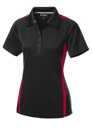 Sport-Tek Ladies PosiCharge Micro-Mesh Colorblock Polo (Black/ Red)