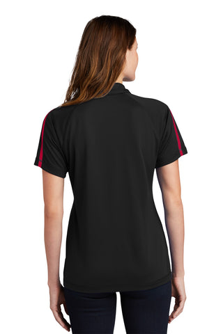 Sport-Tek Ladies PosiCharge Micro-Mesh Colorblock Polo (Black/ Red)