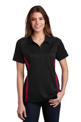 Sport-Tek Ladies PosiCharge Micro-Mesh Colorblock Polo (Black/ Red)