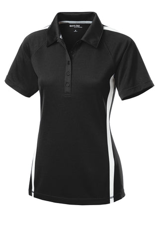 Sport-Tek Ladies PosiCharge Micro-Mesh Colorblock Polo (Black/ White)