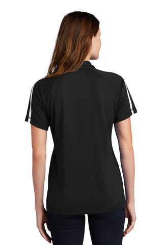 Sport-Tek Ladies PosiCharge Micro-Mesh Colorblock Polo (Black/ White)