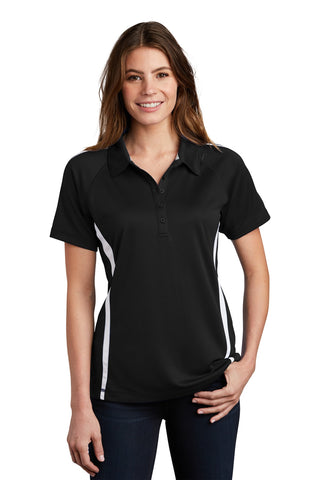 Sport-Tek Ladies PosiCharge Micro-Mesh Colorblock Polo (Black/ White)