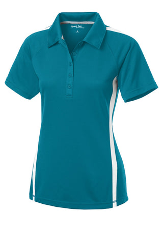 Sport-Tek Ladies PosiCharge Micro-Mesh Colorblock Polo (Blue Wake/ White)