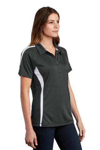 Sport-Tek Ladies PosiCharge Micro-Mesh Colorblock Polo (Iron Grey/ White)